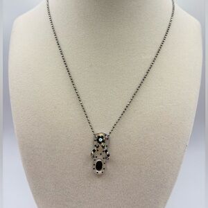 Cookie Lee Silver and Black Sandal Necklace